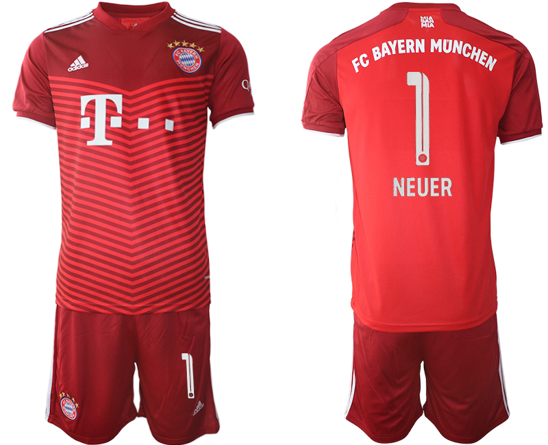 Men 2021-2022 Club Bayern Munich home red #1 Soccer Jersey